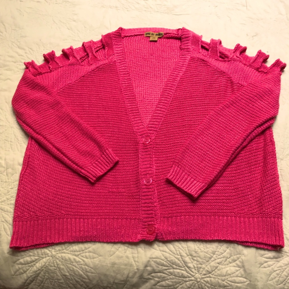 Pink Sweater with Peek-a-Boo arms Size: Large